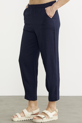 Paça Büzgü Detaylı Krep Pantolon - Lacivert 001