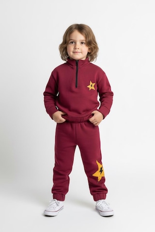 Fermuar Detaylı Şimşek Baskılı 2 Li Takım Bordo