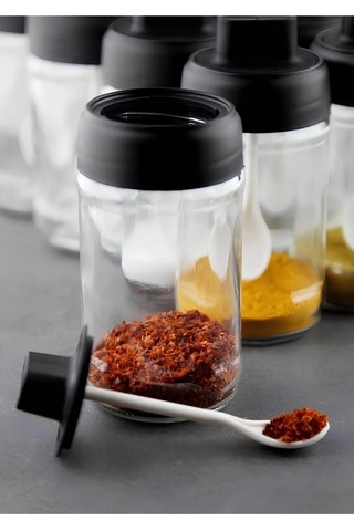 Kendinden Kaşıklı Baharatlık 6 Adet ŞEffaf