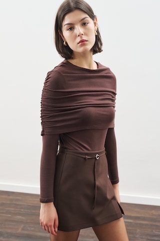 Büzgü Detaylı Bluz Acı Kahve Acı Kahve