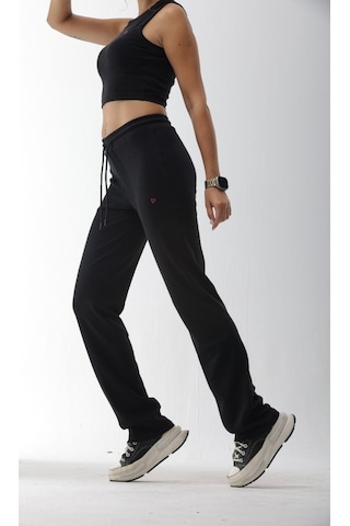 Kaşkorse Siyah Fitilli Eşofman Altı Siyah