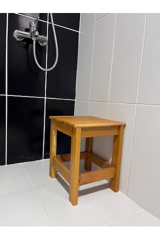 Kayın Ahşap Banyo Taburesi 37cm Kayın