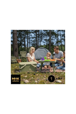 Çok Amaçlı Katlanır Kamp/piknik Sepeti Ve Masa Seti Yeşil