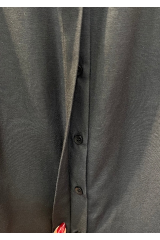 Pera Moda Poplin Kumaş Kısa Kollu Gizli Düğmeli Gömlek Siyah