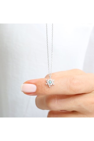 Mia Vento Firuze Detay Işıltılı Kar Tanesi İkili Gümüş Set