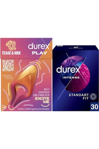 Durex Çoklu Erojen Bölge Uyarıcı + Intense Uyarıcı Jelli Ve Tırtıklı Prezervatif 30'lu