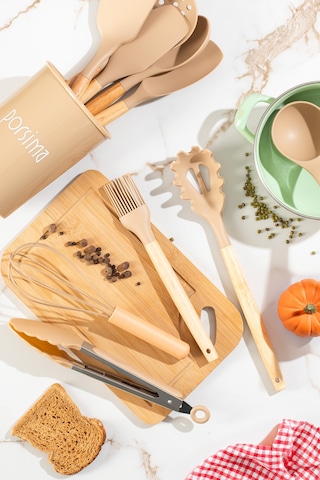 Porsima 3164 Standlı Bambu Silikon 11 Parça Servis Takımı Seti Kapicino