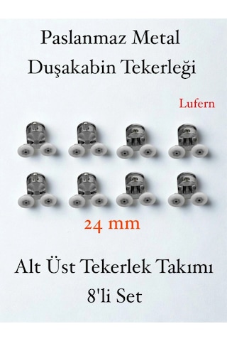 Dayanıklı Duşakabin Tekerleği Alt Üst Sürgülü Cam Kabin Tekeri Rulman Metal Gövdeli 8 Li Set Çok Renkli