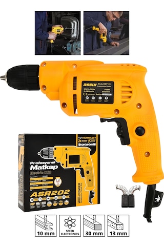 Assur ASR202 580W 10MM Elektrikli Matkap Sarı