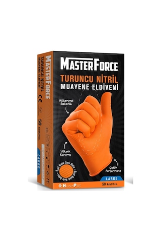 Haspet Masterforce Nitril Turuncu Eldiven 50 Adet
