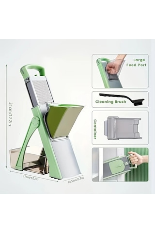 Trendooze Gaojunshop01 Senbowe Yeşil Sebze Doğrayıcı, 3-16mm Kalınlık Ayarı Yeşil