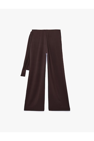 Koton Bağlama Detaylı Geniş Paça Pantolon Kahverengi 7wal40071ık Kahve