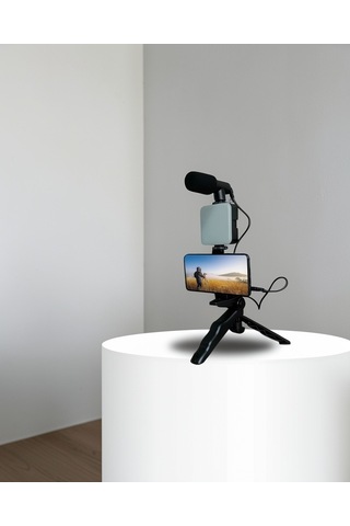 Video Yapım Kiti Telefon Tutucu Vlog Mini Led Işıklı Standart