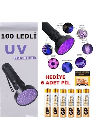 Uv 100 Led Mor işik Fener Sah-Te Para  Ultraviyole İdrar Siyah