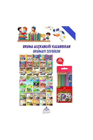 1. Ve 2.sınıflara Uygun Okuma Alışkanlığı Kazandıran Okumayı Sevdiren 40 Kitap + Kuru Boya Hediyeli