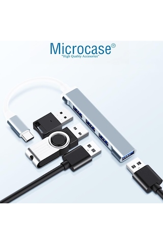 Microcase Type-C To Usb 3.0 4 Port Çoklayıcı Hub Aluminyum Slim K