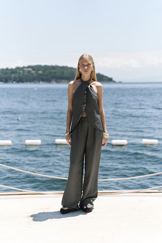 Mai Collection Mai Studios Co. Prasetsah Bağlamalı Antrasit Crop Pantolon Takım Antrasit