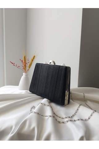 Vivazzaluxe Simli Abiye Düğün Nişan Kadın Clutch Çanta Siyah