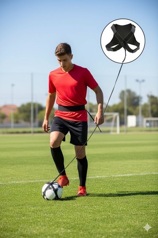 Başlangıç Futbol Seti Antrenman Kemeri + Top Tutucu + Cırtlı Tekmelik Futbol Çalışma Ve Koordinasyon Seti Beyaz