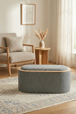 Contes Bohem Sandıklı Orta Sehpa Puf/bench , Gri