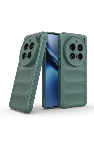 Vivo X200 Pro Kılıf Kamera Korumalı Esnek Tpu Oyuklu Arka Yüzey Tasarımlı Silikon Kapak Koyu Yeşil