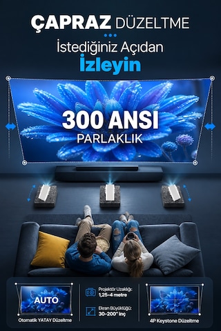 Pro602 Taşınabilir Android Projeksiyon Cihazı Bass Projektör Telefon Ekran Yansıtma Wifi Bluetooth