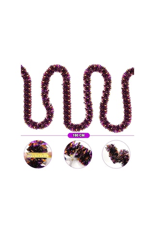 Mor Turuncu Renk 4 Cm Genişlik Garland Çift Renk Sim Süs 180 Cm Bx40