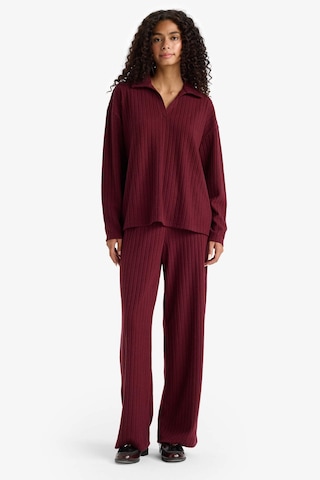 Defacto Relax Fit Polo Yaka Fitilli Kaşkorse Uzun Kollu Tişört F1007ax25aubr115 Bordo