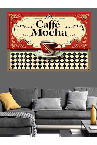 Vintage Caffe Mocha Posteri Dekoratif Kanvas - Mdf Ahşap Tablo