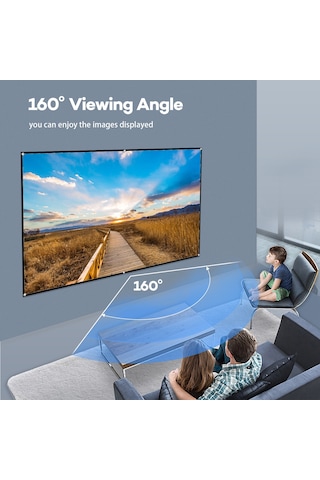 Suofeng 80 İnç Taşınabilir Katlanabilir Projeksiyon Ekranı 16:9, Poliester Malzeme, Dar Siyah Kenar, 6 Adet Kanca Ve 6 Adet Yapıştırıcı İle