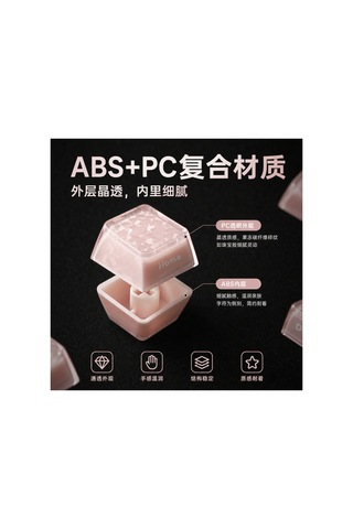 Leaven 128 Tuş Pbt Keycap Seti - Karbon Fiber Şeffaf Cherry Mx Uyumlu Rgb Klavye Tuşları - Pembe