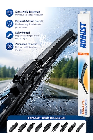 65 Cm 26 650mm Universal Oto Sileceği 9 Aparatlı Sessiz Çalışma İz Bırakmaz Premium Kalite