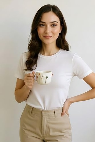 Dearmoon House El Yapımı Seramik Mug, 24 Karat Gerçek Altın Bezemeli, Çiçek Desenli, Atlı Karınca Kutulu, Hediye Seti, Lüks Kupa, Acı Kahve