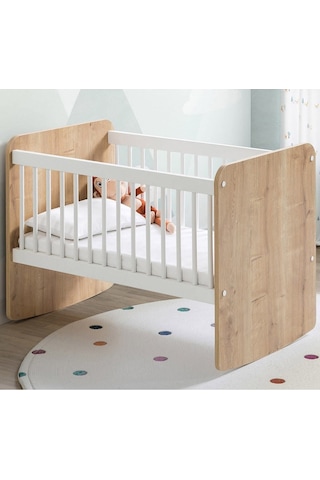 BW1011 - Sallanır Sabitlenir Pratik Sepet Bebek Beşik Ahşap 50x90 Beyaz