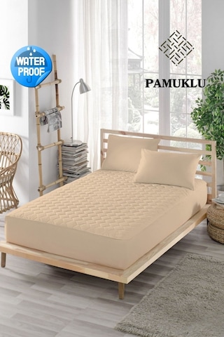 Ely Parker Alez Sıvı Geçirmez Pamuklu Kapitoneli Fitted Kahve Çift Kişilik Tek bebek su yatak Koruyucu YSTK79 Kahverengi