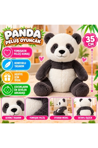 Pl50228 35 Cm Panda Peluş Oyuncak Beyaz