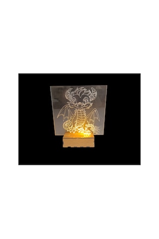 Şeffaf İlizyon Led Gece Lambası Sevimli Dinazor Görseli 16x18 Cm Çok Renkli Çok Renkli