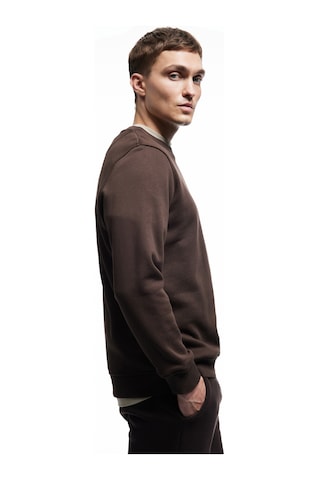 Koton Pamuklu Uzun Kollu Şardonlu Bisiklet Yaka Erkek Basic Sweatshirt Kahverengi 7wam70002mk Kahve