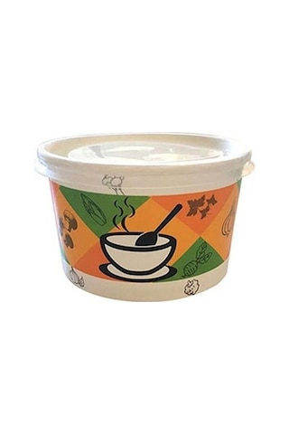 Karton Çorba Kasesi 25'li 20 Paket Kapak Dahil 16 Oz 500 Adet