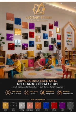 10 Adet 1mm Dekoratif Kare Bakır Pleksi - 10x10, 15x15, 20x20, 25x25, 30x30, 35x35, 40x40 Cm Kendinden Yapışkanlı Duvar Dekorasyonu Ürünü Pleksi Ayna Beklentisiyle Almayınız