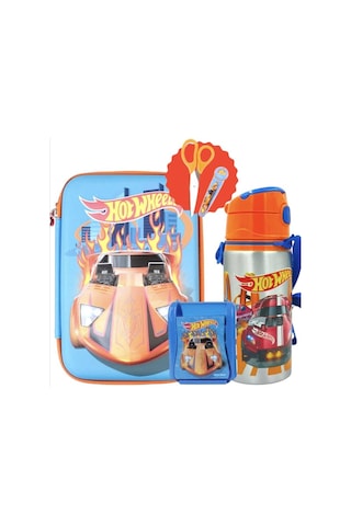 Kalem Çantası , Hot Wheels Korumalı Makas , Hot Wheels Alüminyum Matara Turuncu