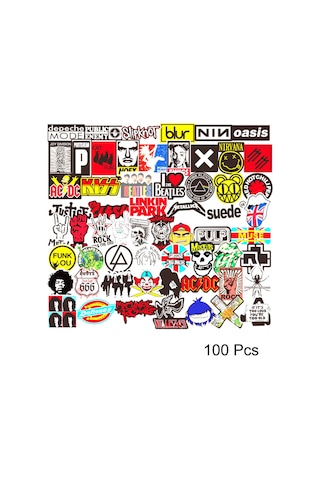 Springsun 100 Adet Rock Grup Sticker Seti - Su Geçirmez Ve Güneş Koruyucu - Telefon, Bilgisayar, Valiz Dekorasyonu - Tekrarsız Desenler