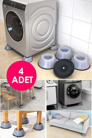Pratik 4 Adet Beyaz Eşya Altlığı Çamaşır Bulaşık Makinası Buzdolabı Yükseltici Titreşim Önleyici