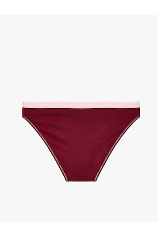 Koton Renk Kontrastlı Pamuklu Baskılı Brief Külot Bordo 7wlk30158mk