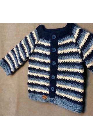 Uretti - Talia 8659 - 3394 El Örgüsü Erkek Çocuk Hırka - 2 Yaş Lacivert