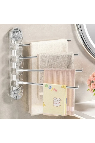 Reedark Banyo İçin Paslanmaz Çelik Döner, Delme Yok Suctionlı Mutfak Havlu Rakası, Çok Amaçlı Duvar Takıklı Depolama Rakası Transparan Gri, 2 Çubuk Diğer