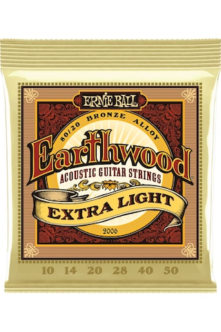 Ernie Ball 2006 Earthwood 80/20 Bronze Extra Light Akustik Gitar Teli (10-50)