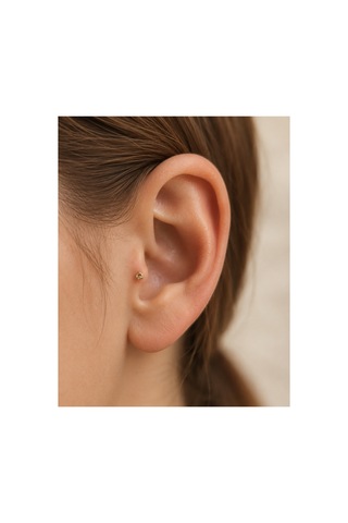 14 Ayar Altın Gökkuşağı Model Taş Detaylı Tragus Piercing Küpe Diğer