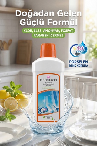Doğal Jel Bulaşık Makinesi Deterjanı Bulaşık Kalıntılarına Kolay Çözüm 750 Ml 2'li Set