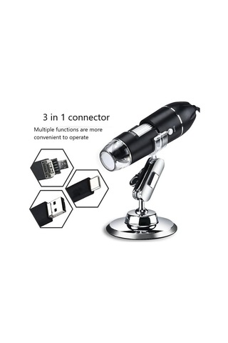 3'ü 1 Arada Usb+mikro+tip-c 1600x Hd Dijital Mikroskop Mikroskobu